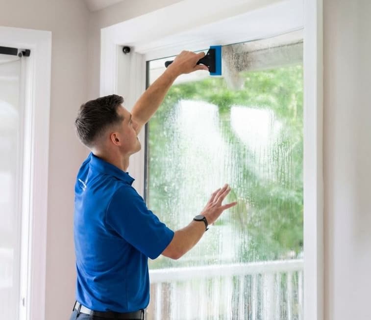 Security window film installation on residential window — Ontario